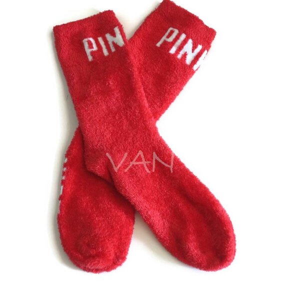 Victoria's Secret PINK Fuzzy Socks Naughty Nice NWOT - Picture 7 of 7